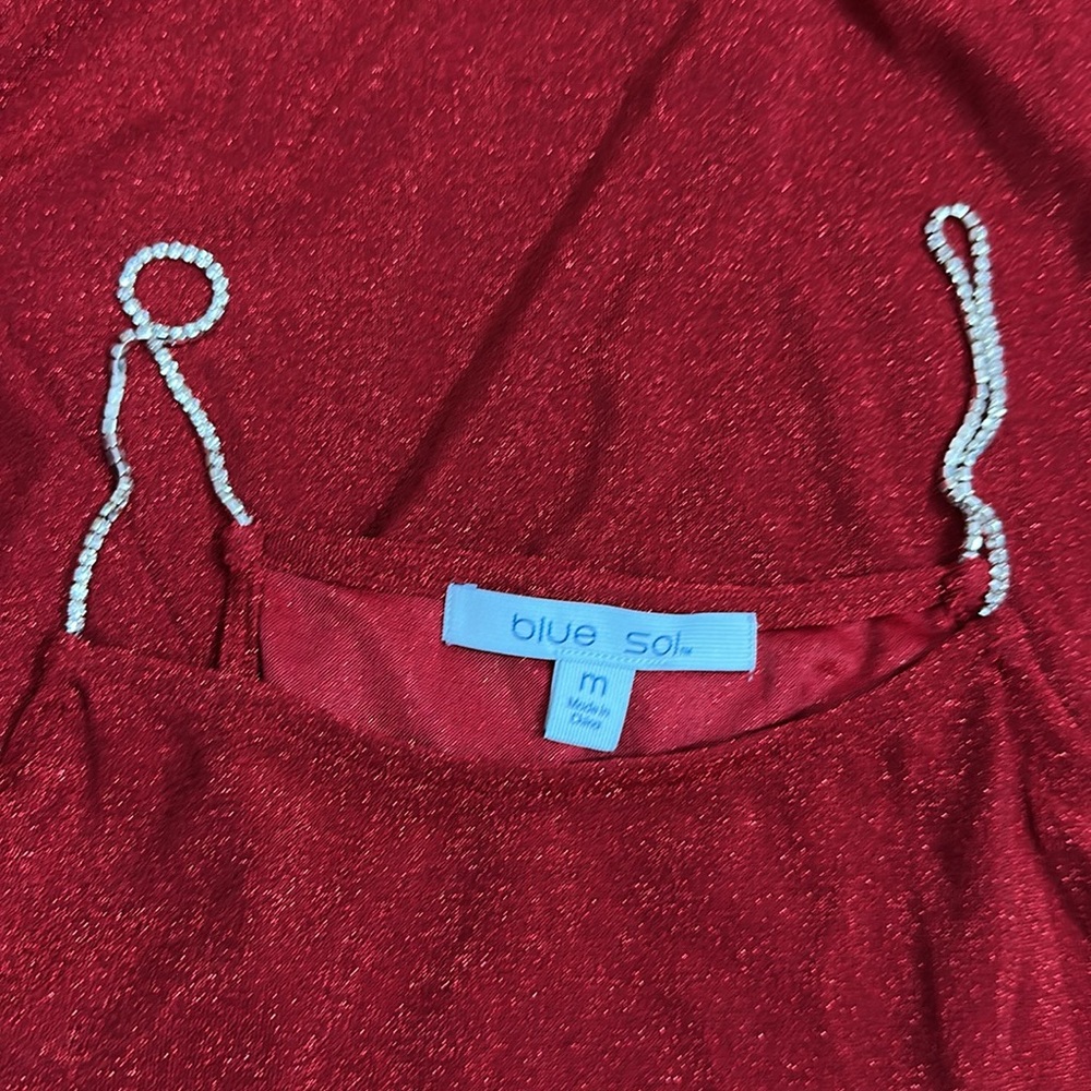 Red Sparkly Spaghetti Strap Women's Top size M - Picture 4 of 4